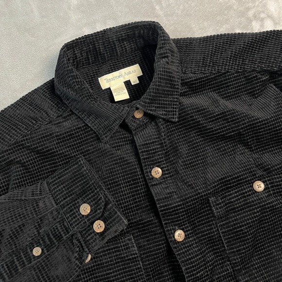 The Territory Ahead Other - Territory Ahead Mens MT Black Waffle Corduroy Long Sleeve Button Down Shirt EUC